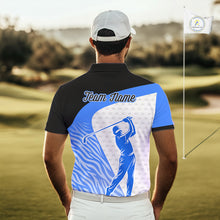 Load image into Gallery viewer, Blue Zebra Pattern Mens Golf Polo Shirts Custom Name Gift For Golf Lovers NBT582