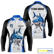Load image into Gallery viewer, Custom Mens Golf Polo Shirt Funny Blue And White Shark Pattern Golf Shirts For Men, Team Golf Shirts NBT819