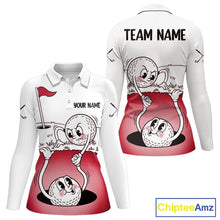 Load image into Gallery viewer, Red Funny Golf Rescue Team Polo Shirt Custom Name, Golf Ball Cartoon Polo, White Golf Shirt NBT601