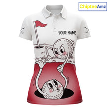 Load image into Gallery viewer, Red Funny Golf Rescue Team Polo Shirt Custom Name, Golf Ball Cartoon Polo, White Golf Shirt NBT601