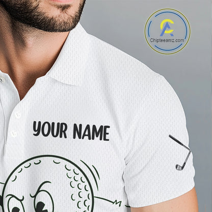 Green Funny Golf Rescue Team Polo Shirt Custom Name, Golf Ball Cartoon Polo, Golf Gifts NBT602