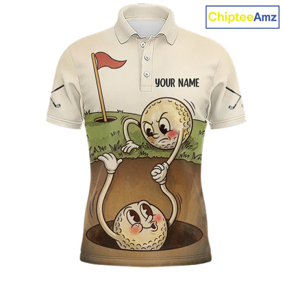 Vintage Funny Golf Ball Custom Team Polo Shirt, Personalized Mens Golf Polo Shirt, Golf Lovers Gift NBT608