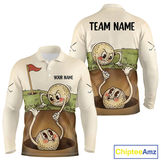 Vintage Funny Golf Ball Custom Team Polo Shirt, Personalized Mens Golf Polo Shirt, Golf Lovers Gift NBT608