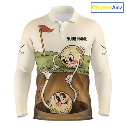 Vintage Funny Golf Ball Custom Team Polo Shirt, Personalized Mens Golf Polo Shirt, Golf Lovers Gift NBT608