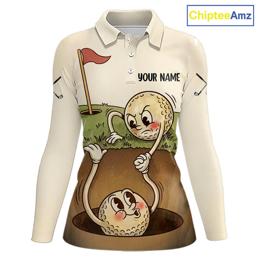 Vintage Funny Golf Ball Custom Team Polo Shirt, Personalized Womens Golf Polo Shirt, Golf Lovers Gift NBT608