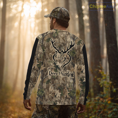 Deer Hunting Camouflage Customize Name 3D All Over Printed Shirts Hunting Outfits for Hunters NBT117