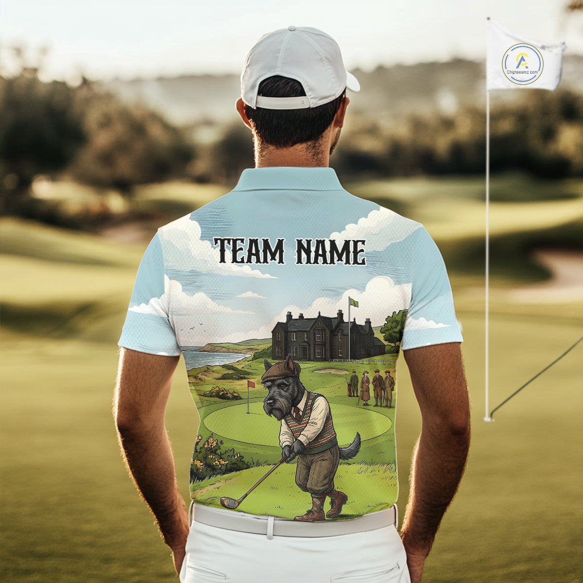 Scottish Terrier Mens Polo Golf Shirts, Vintage Dog Shirt, Dad Golf Gift NBT609