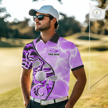 Load image into Gallery viewer, Mens Golf Polo Shirt Holographic Marble Golf Pattern For Team, Golf Attire For Men|Purple NBT727