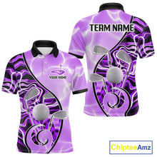 Load image into Gallery viewer, Mens Golf Polo Shirt Holographic Marble Golf Pattern For Team, Golf Attire For Men|Purple NBT727