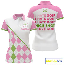 Load image into Gallery viewer, back view of custom name funny womens golf polo golf gifts for women