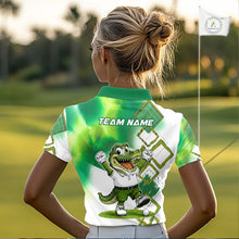 Load image into Gallery viewer, Funny Alligator Womens Golf Polo Shirt Custom Name, Team Golf Shirts, Golf Gifts | Green NBT839