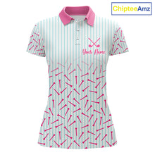 Load image into Gallery viewer, front view of personalized family golf polo shirt with custom name 