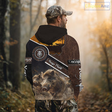 Load image into Gallery viewer, Wild Boar Hunting Leather Pattern Custom Name 3D All Over Printed Shirts Personalized Boar Shirt NBT143