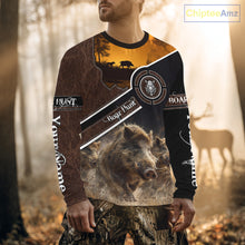 Load image into Gallery viewer, Wild Boar Hunting Leather Pattern Custom Name 3D All Over Printed Shirts Personalized Boar Shirt NBT143