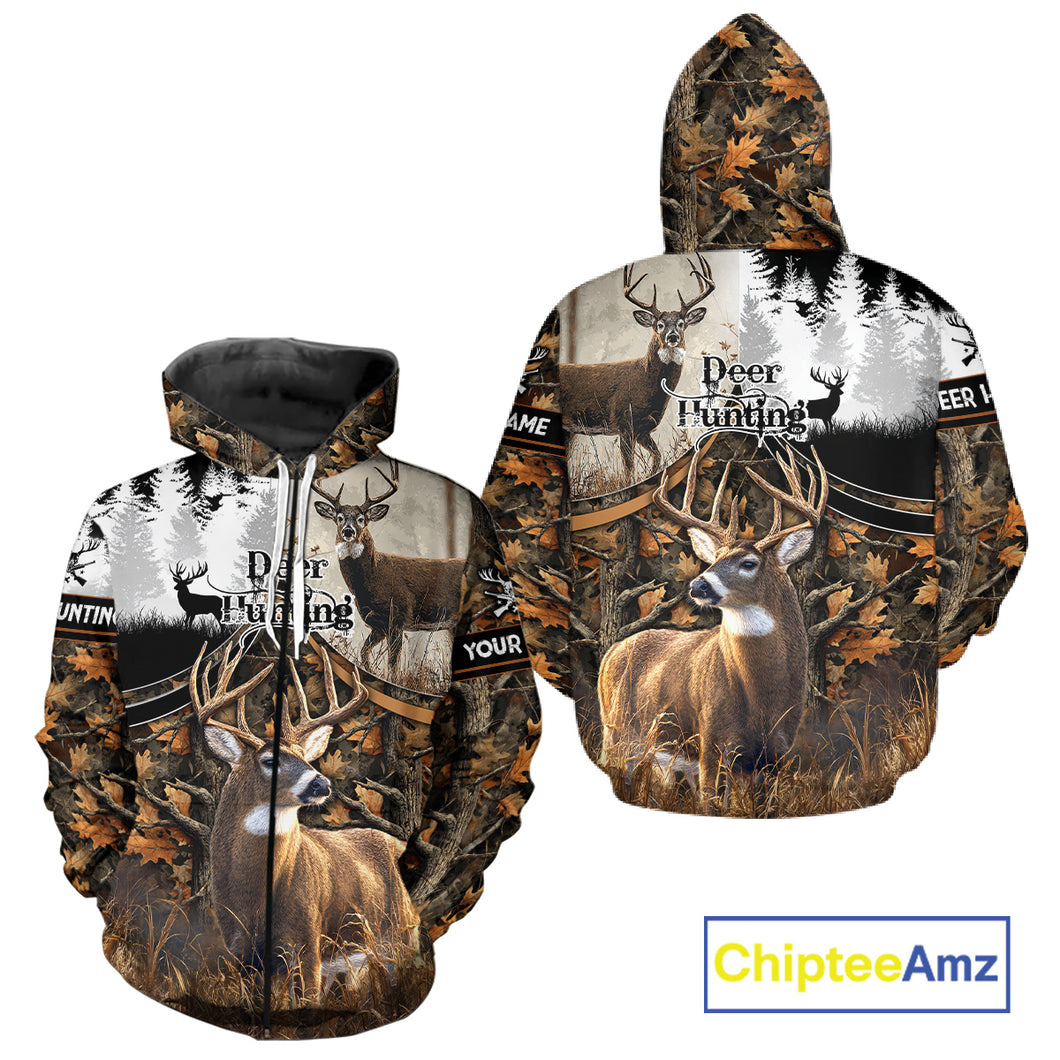 Custom Whitetail Deer Hunting Camouflage Deer Hunter Custom Name Shirt, Hunting Gift NBT291