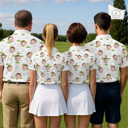 Personalized Face & Name Golf Polo Shirt For Men, Best Dad Golf Shirt, Father's Day Gift Polo|White NBT661