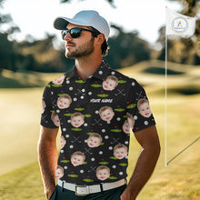 Load image into Gallery viewer, Personalized Face &amp; Name Golf Polo Shirt For Men, Best Dad Golf Shirt, Father's Day Gift Polo|Black NBT662