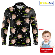 Load image into Gallery viewer, Personalized Face &amp; Name Golf Polo Shirt For Men, Best Dad Golf Shirt, Father's Day Gift Polo|Black NBT662