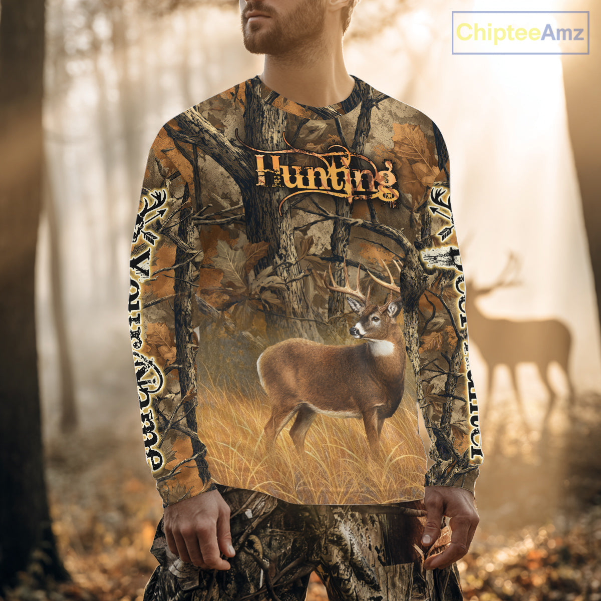 Whitetail Deer 3D All Over Printed Fall Season Camo Custom Name Best Gifts for Hunters NBT69