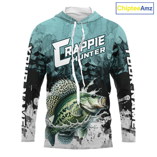 Personalized Crappie Fishing Jersey, Team Crappie Fishing Long Sleeve Hooded Tournament Shirts NBT694