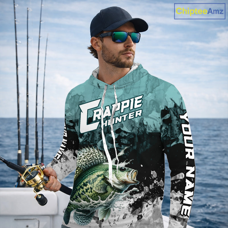 Personalized Crappie Fishing Jersey, Team Crappie Fishing Long Sleeve Hooded Tournament Shirts NBT694