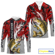 Load image into Gallery viewer, Red Camo Custom Walleye Fishing Shirts with Hood For Men, Walleye Fishing Team Shirts NBT441