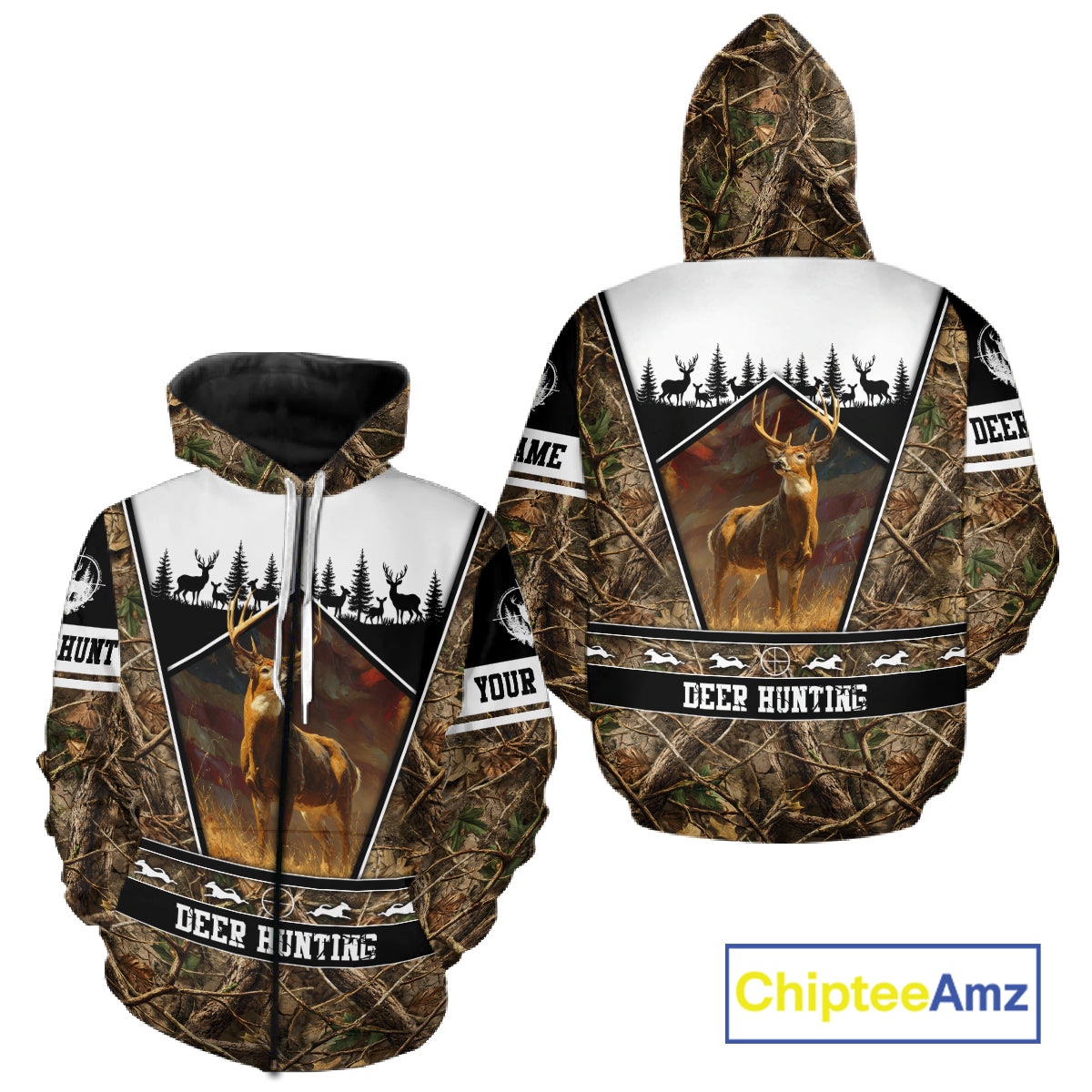 Whitetail Deer Camo 3D All Over Printed Shirts, Deer Hunting Crew Outfit, Hunting Gifts NBT63