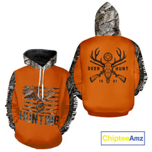 Load image into Gallery viewer, Personalized Deer Hunting Orange Camouflage Custom Name 3D Print Shirt, Deer Hunting Gifts NBT82