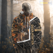 Load image into Gallery viewer, Custom Whitetail Deer Hunting Orange and Black Camo Shirts for Men, Gift Ideas for Hunter NBT91