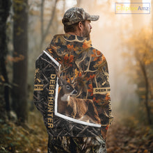 Load image into Gallery viewer, Custom Whitetail Deer Hunting Orange and Black Camo Shirts for Men, Gift Ideas for Hunter NBT91
