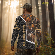 Load image into Gallery viewer, Custom Whitetail Deer Hunting Orange and Black Camo Shirts for Men, Gift Ideas for Hunter NBT91