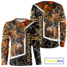 Load image into Gallery viewer, Custom Whitetail Deer Hunting Orange and Black Camo Shirts for Men, Gift Ideas for Hunter NBT91