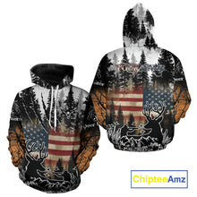 Load image into Gallery viewer, Best Deer Hunting Shirt with US Flag &amp; Orange Camo for Hunters, Perfect Hunter Gifts NBT16