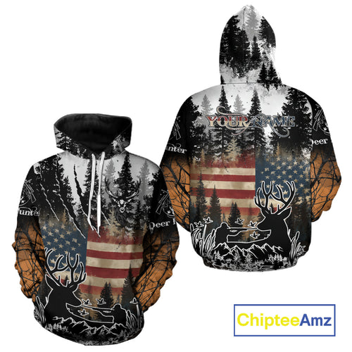Best Deer Hunting Shirt with US Flag & Orange Camo for Hunters, Perfect Hunter Gifts NBT16