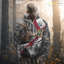 Load image into Gallery viewer, Florida Flag Grey Camo Elk Hunting Hoodie, Longsleeve Shirt - Personalized Gift for Hunters NBT17