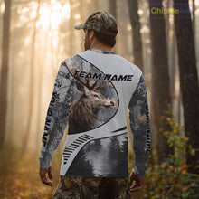 Load image into Gallery viewer, Grey Camo Elk Hunting Shirt for Men – Big Buck Design, Personalized Hunter Gift NBT18