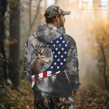 Load image into Gallery viewer, American Flag Grey Camo Deer Hunting Shirt - Personalized Gift for Hunters NBT19