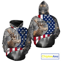 Load image into Gallery viewer, American Flag Grey Camo Deer Hunting Shirt - Personalized Gift for Hunters NBT19