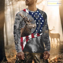Load image into Gallery viewer, American Flag Grey Camo Deer Hunting Shirt - Personalized Gift for Hunters NBT19