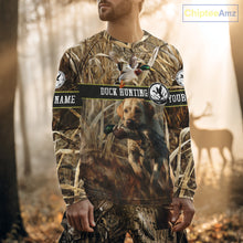 Load image into Gallery viewer, Duck Hunting Camo Shirt with Labrador Retriever – Waterfowl Hunting Clothes, Gifts for Hunters NBT44