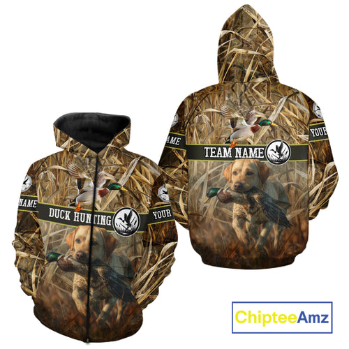 Duck Hunting Camo Shirt with Labrador Retriever – Waterfowl Hunting Clothes, Gifts for Hunters NBT44