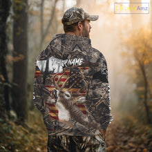 Load image into Gallery viewer, Best Deer Hunting Camo Shirt with Big Buck and US Flag – Hunting Apparel for Men, Hunter Gifts NBT61