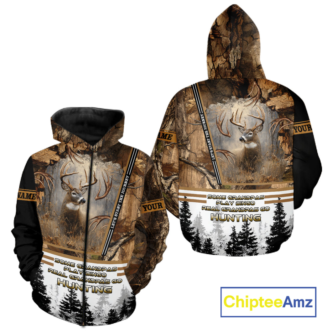 Best Brown Camouflage Deer Hunting Grandpa 3D All Over Printed Shirts, Deer Hunting Gifts NBT81