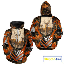 Load image into Gallery viewer, Deer Hunting Shirt Personalized 3D All Over Print Orange Camo Leather Pattern Hunting Clothes NBT94