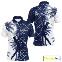 Load image into Gallery viewer, Blue Tropical Palm Trees Golf Club Pattern Mens Golf Polo Shirts Custom Team Golf Shirt NBT567