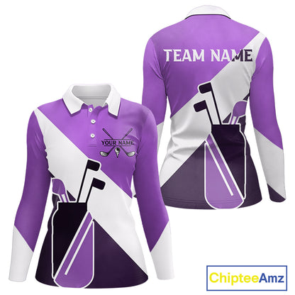 Purple Golf Bag Womens Golf Polo Shirts Custom Golf Shirts, Golf Attire For Ladies NBT577