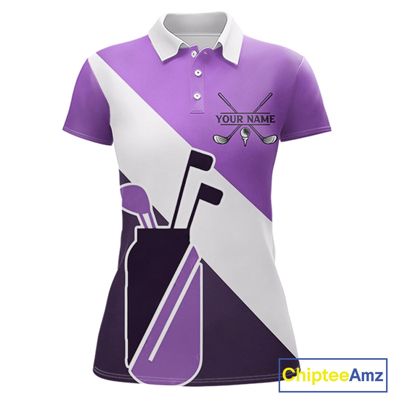 Purple Golf Bag Womens Golf Polo Shirts Custom Golf Shirts, Golf Attire For Ladies NBT577
