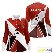 Load image into Gallery viewer, Red Golf Bag Womens Golf Polo Shirts Custom Golf Shirts, Golf Attire For Ladies NBT578