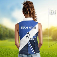 Load image into Gallery viewer, Blue Golf Bag Womens Sleeveless Golf Polo Shirts Custom Golf Shirts, Golf Attire For Ladies NBT579