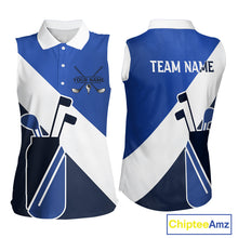 Load image into Gallery viewer, Blue Golf Bag Womens Sleeveless Golf Polo Shirts Custom Golf Shirts, Golf Attire For Ladies NBT579
